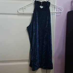 Iridescent black halter top